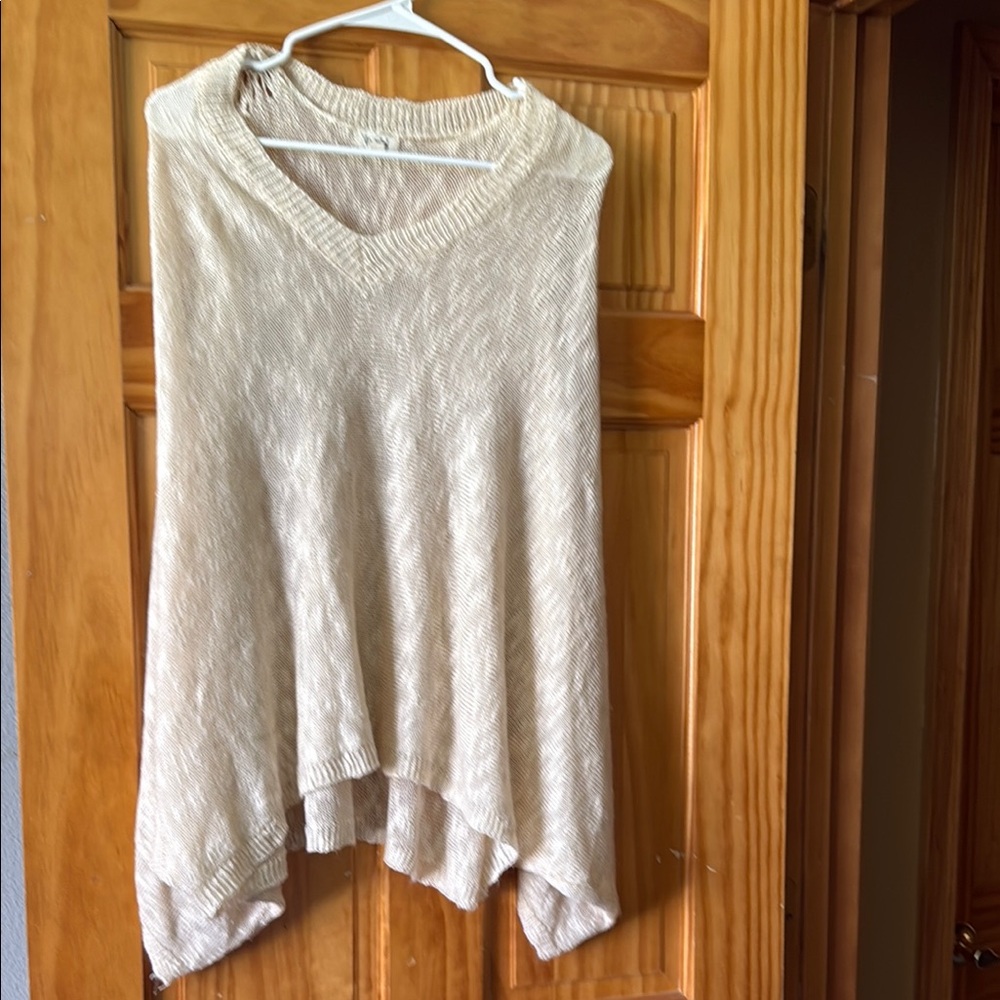 Cream Knit Poncho Sweater